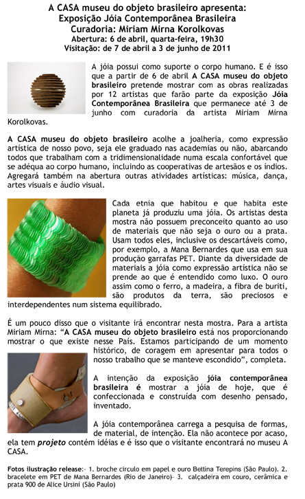 Exposição Jóia Contemporânea Brasileira