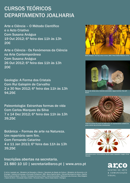 Cursos Teóricos Departamento de Joalharia Arte e Ciência, Geologia, Paleontologia e Botânica